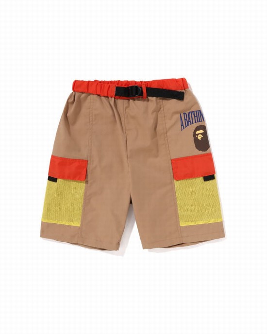 Pantalones Cortos Bape Mesh Pocket Niños Beige | UXTAY-2038