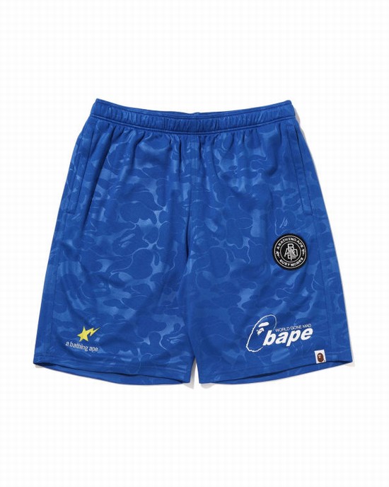 Pantalones Cortos Bape Soccer Game Hombre Azules | HAFCK-1975