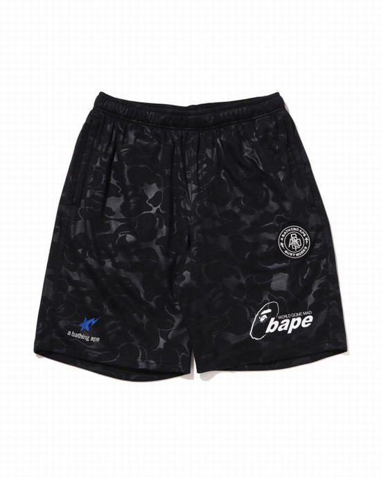 Pantalones Cortos Bape Soccer Game Hombre Negras | TQCDL-9027