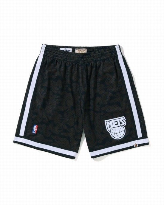 Pantalones Cortos Bape X M&N Brooklyn Nets Jersey Hombre Negras | FARXS-5408