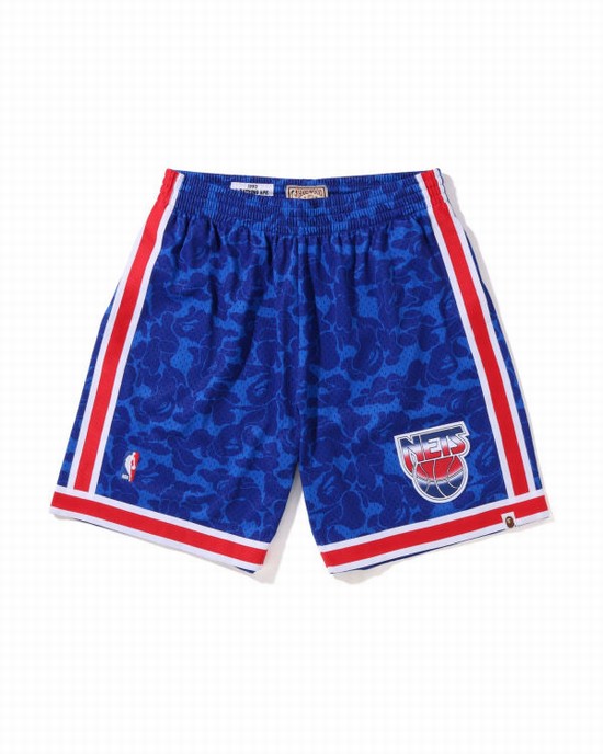 Pantalones Cortos Bape X M&N Brooklyn Nets Jersey Hombre Azules | JLITD-8592