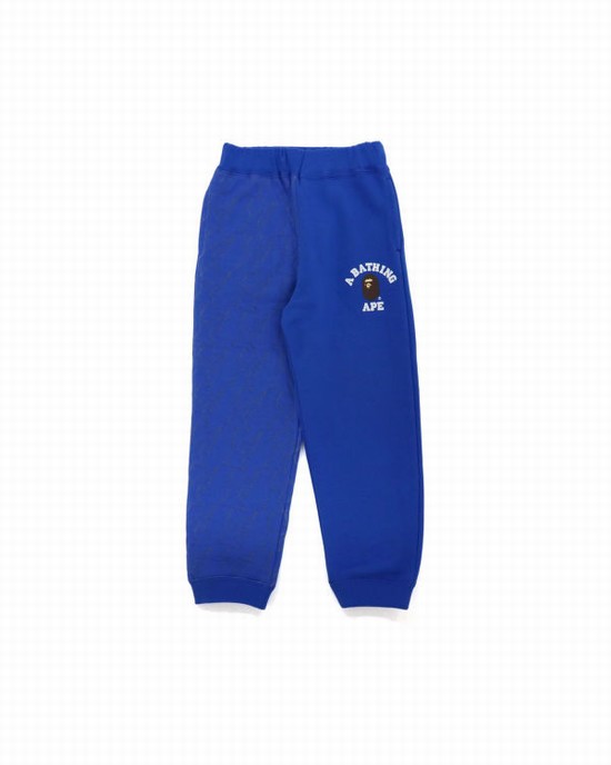 Pantalones Deportivos Bape College Print Quilting Niños Azules | KSAGY-9403