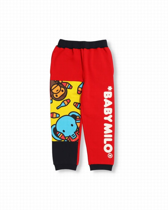 Pantalones Deportivos Bape Color Block Milo Circus Niños Rojas Claro | YAKQP-8539