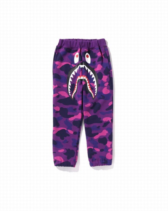 Pantalones Deportivos Bape Color Camo Shark Niños Moradas | UTEPQ-1528