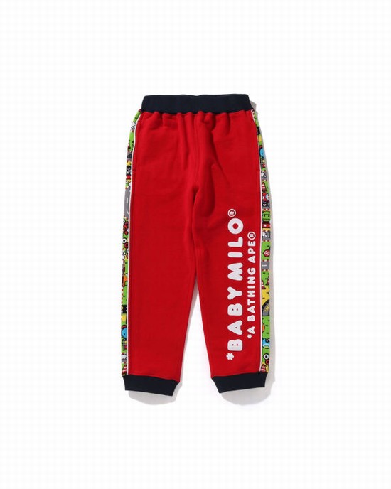 Pantalones Deportivos Bape Milo Carreras Niños Rojas Claro | ENXCS-3520