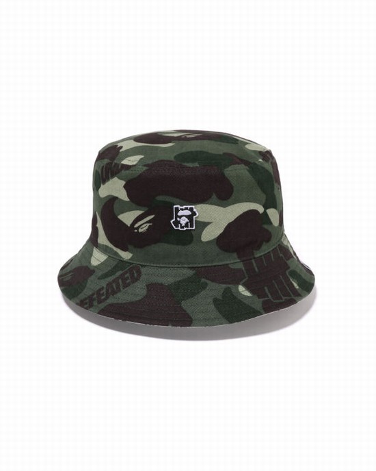 Sombreros Bape X UNDFTD Color Camo Flannel Bucket Hombre Verde | GDTOB-0842