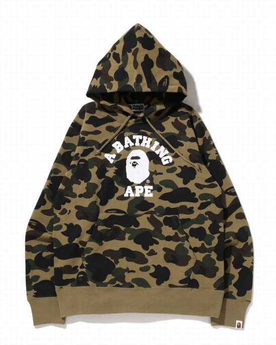 Sudadera Con Capucha Bape 1st Camo College Pullover Hombre Verde | BQAMU-9472