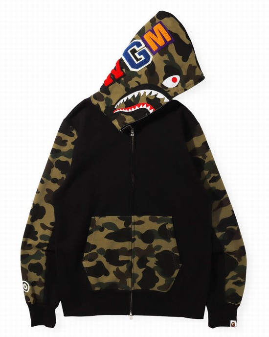 Sudadera Con Capucha Bape 1st Camo Shark Full Zip Hombre Negras | JCFYX-2891