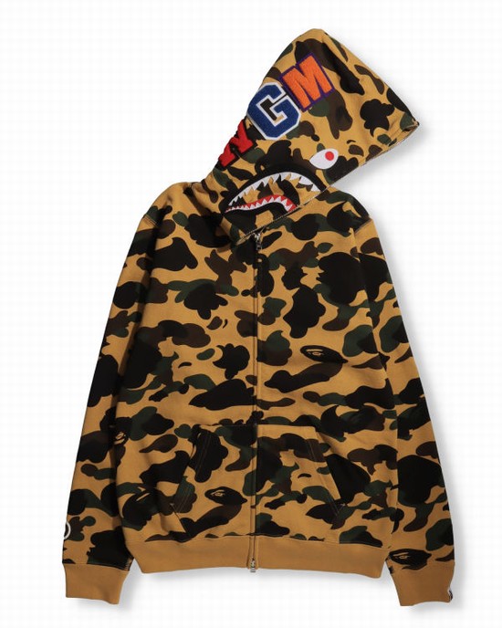 Sudadera Con Capucha Bape 1st Camo Shark Full Zip Mujer Kaki | NQFVZ-7490