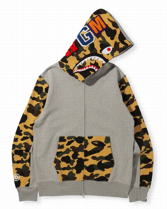 Sudadera Con Capucha Bape 1st Camo Shark Full Zip Hombre Gris | OVXIP-3697