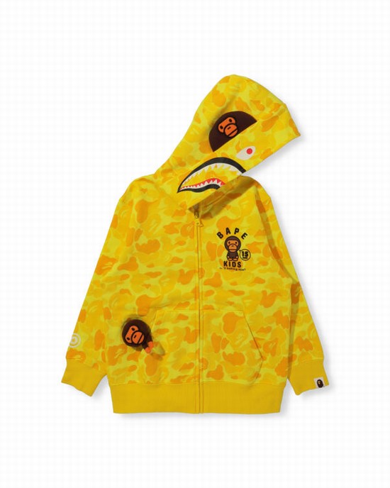 Sudadera Con Capucha Bape BK15th Anniversary ABC Camo Milo Zip Niños Amarillo | KSOWH-4029