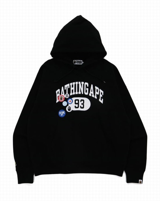 Sudadera Con Capucha Bape Badge Motif Loose Fit Pullover Hombre Negras | YRIFU-5432