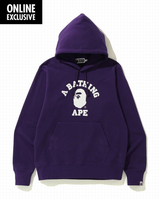 Sudadera Con Capucha Bape College Hombre Moradas | VDMKU-1390