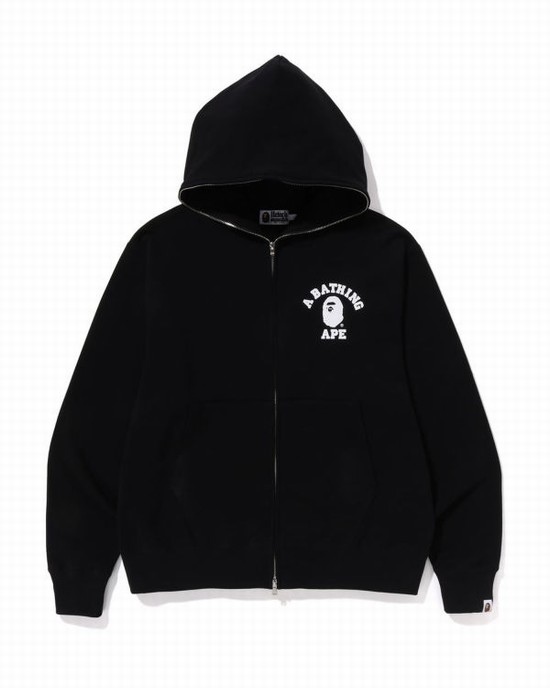 Sudadera Con Capucha Bape College Relaxed Fit Full Zip Hombre Negras | GIFWA-6501