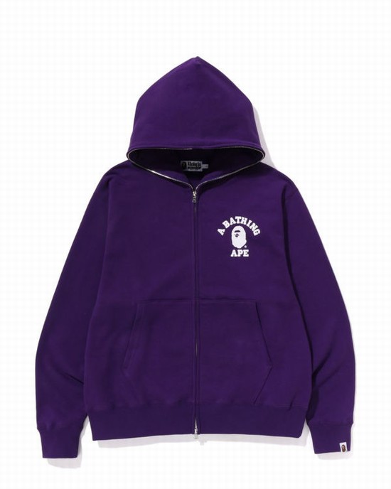 Sudadera Con Capucha Bape College Relaxed Fit Full Zip Hombre Moradas | LJKNC-6912