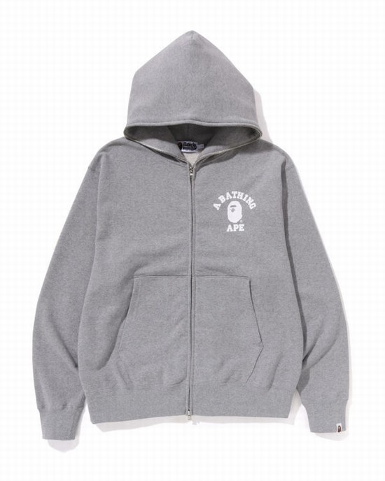 Sudadera Con Capucha Bape College Relaxed Fit Full Zip Hombre Gris | WJRME-7651