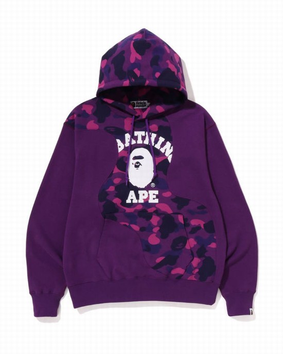 Sudadera Con Capucha Bape Color Camo College Cutting Relaxed Fit Hombre Moradas | ATGLE-5234