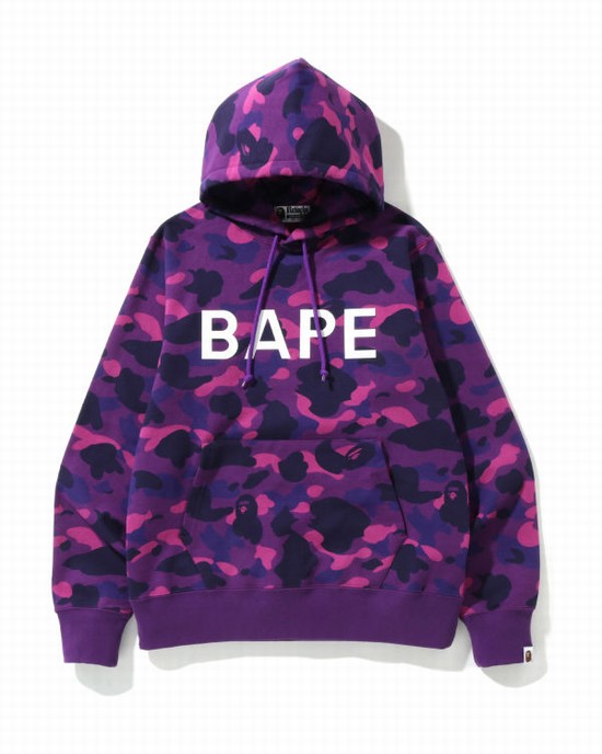 Sudadera Con Capucha Bape Color Camo Pullover Hombre Moradas | JEVHC-7914