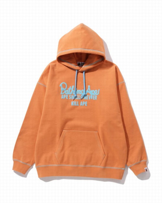 Sudadera Con Capucha Bape Color Stitching Oversized Pullover Mujer Naranjas | TQWSZ-0563