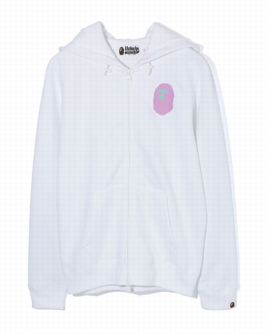 Sudadera Con Capucha Bape Colours multi logo zip Mujer Blancas | EZAFP-8219