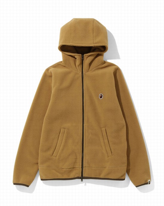 Sudadera Con Capucha Bape Fleece one point zip Mujer Beige | JBDFH-1397