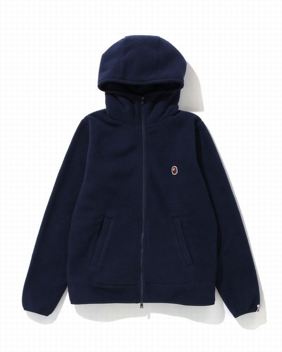 Sudadera Con Capucha Bape Fleece one point zip Mujer Azul Marino Azules | SRNYC-2437