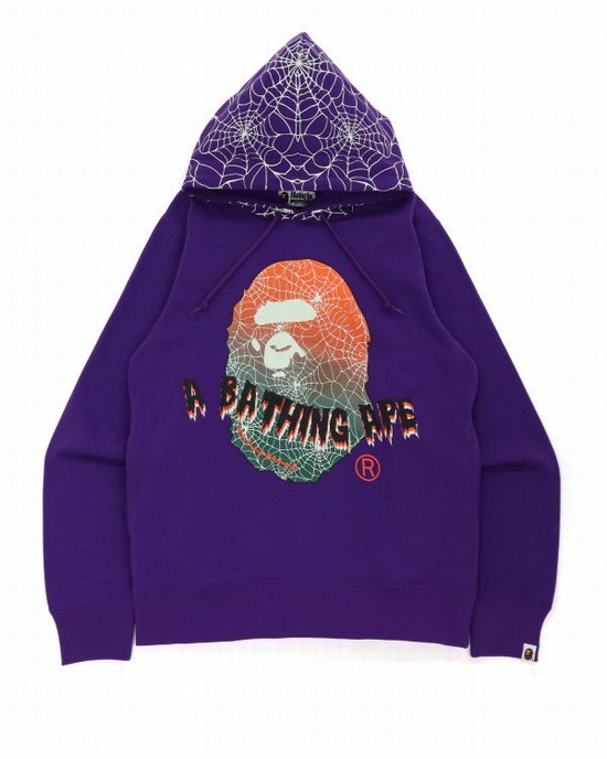 Sudadera Con Capucha Bape Halloween Ape Head Glow In The Dark Pullover Hombre Moradas | NQBIV-9216