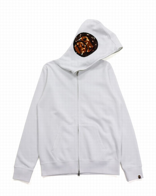 Sudadera Con Capucha Bape Milo Sequin Full Zip Mujer Blancas | NEXCV-6945