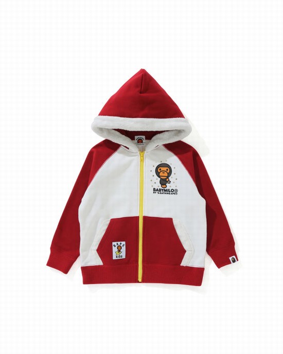 Sudadera Con Capucha Bape Milo Star Zip Niños Rojas Claro | IXGBF-5049