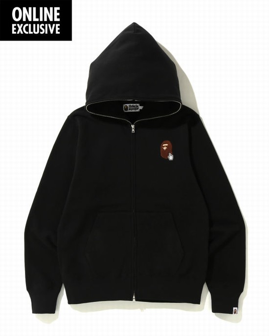 Sudadera Con Capucha Bape Online full zip Hombre Negras | ATQBM-3896