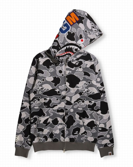 Sudadera Con Capucha Bape STA Camo Shark Full Zip Mujer Negras | RPEYB-1085