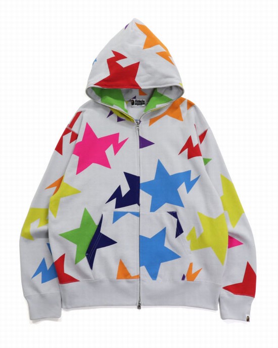 Sudadera Con Capucha Bape STA Pattern Relaxed Fit Full Zip Hombre Multicolor | USQDT-1087