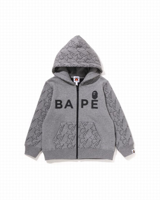 Sudadera Con Capucha Bape STA Quilting Zip Niños Gris | SBPVH-2301