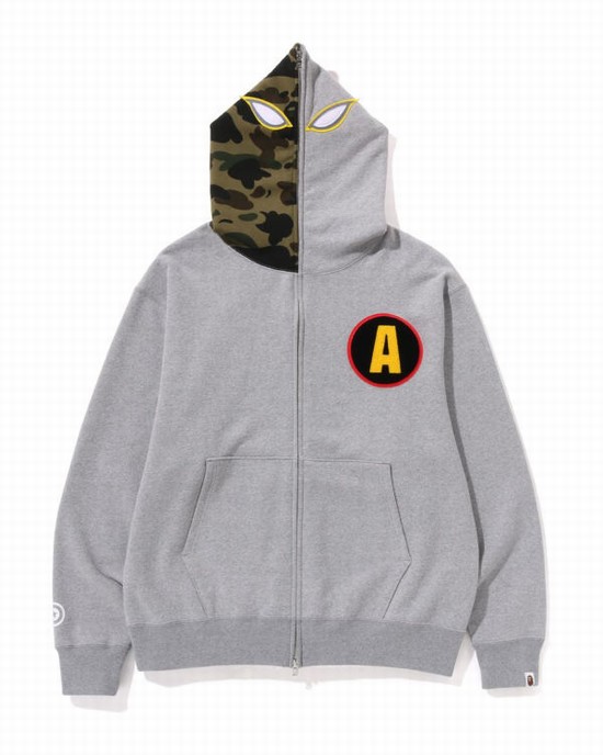 Sudadera Con Capucha Bape Shadow Relaxed Fit Full Zip Hombre Gris | PYQHG-4193