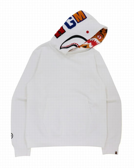 Sudadera Con Capucha Bape Shark Inside Tiger Pullover Hombre Blancas | KJFSN-6430