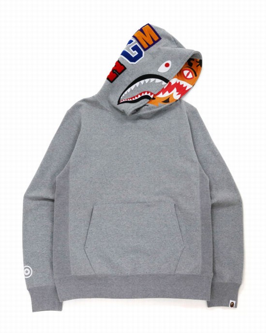 Sudadera Con Capucha Bape Shark Inside Tiger Pullover Hombre Gris | TMXQA-0614