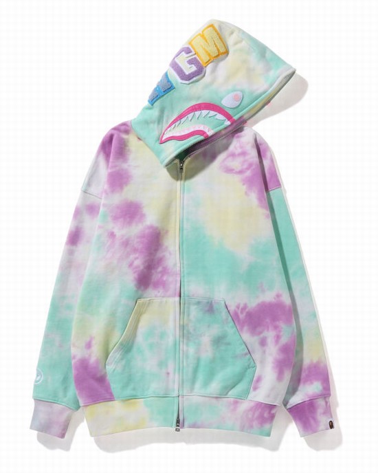 Sudadera Con Capucha Bape Tie-Dye Shark Oversized Full Zip Mujer Multicolor | BEFAZ-6132