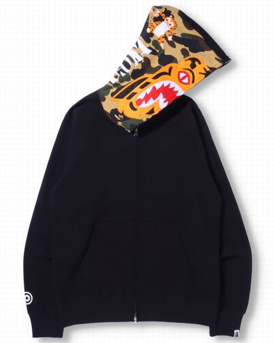 Sudadera Con Capucha Bape Tiger Full Zip Hombre Negras | WQOBA-1947