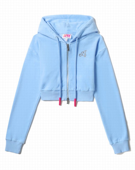 Sudadera Con Capucha Bape Towelling zip-up crop Mujer Azules | KRQZY-3502