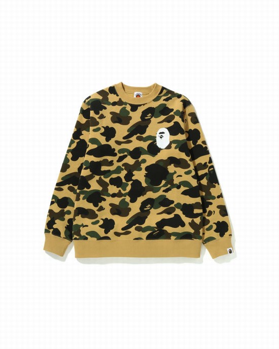 Sudaderas Bape 1st Camo Ape Head Crewneck Jr Niños Amarillo | PRHEK-7105