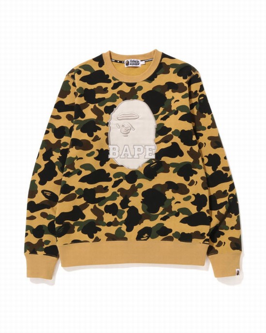 Sudaderas Bape 1st Camo Crewneck Hombre Amarillo | TZEIV-6318