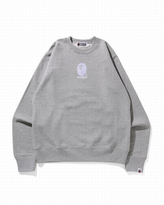 Sudaderas Bape By Bathing Ape Embroidery Hombre Gris | KYNJA-6784