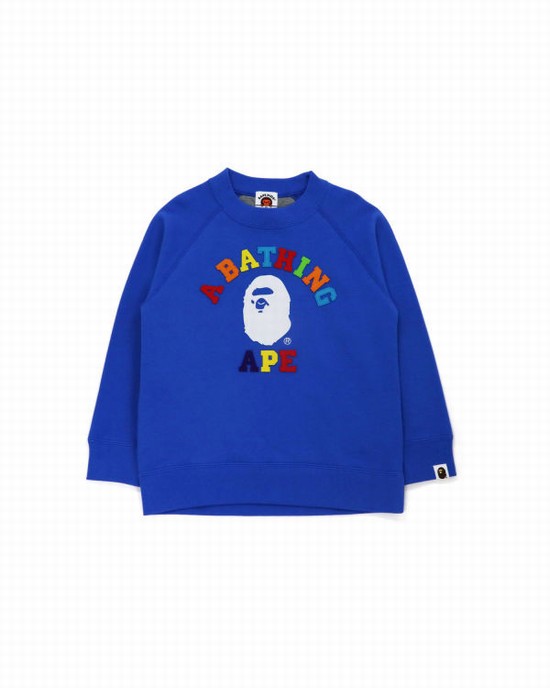 Sudaderas Bape College Applique Quilting Niños Azules | XHYNA-8102