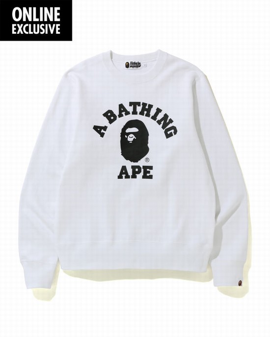 Sudaderas Bape College Hombre Blancas | XLAOE-6450