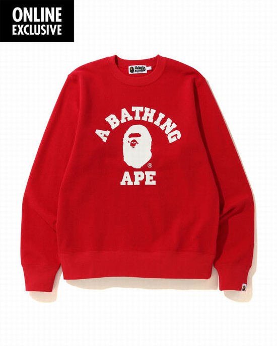 Sudaderas Bape College Hombre Rojas Claro | CPSAG-7832