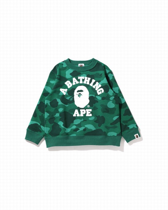 Sudaderas Bape Color Camo College Crewneck Niños Turquesa | AQVBI-3970