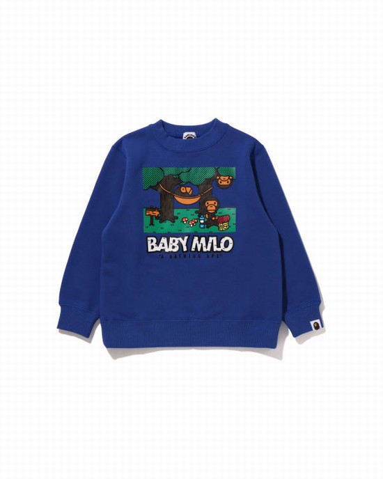 Sudaderas Bape Milo Camo Hammock Crewneck Niños Azules | GPFVD-2837