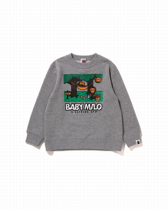 Sudaderas Bape Milo Camo Hammock Crewneck Niños Gris | TVQUB-8625