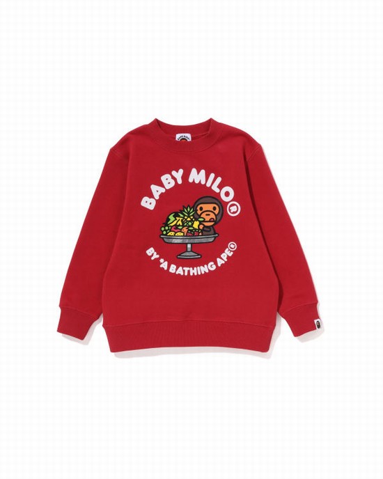 Sudaderas Bape Milo Fruit Crewneck Niños Rojas Claro | IFHAV-2967