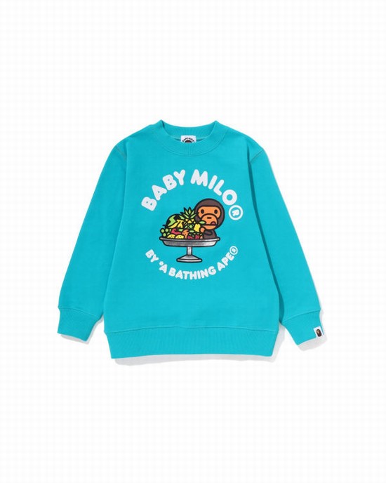 Sudaderas Bape Milo Fruit Crewneck Niños Verde Menta | LXTMO-6945